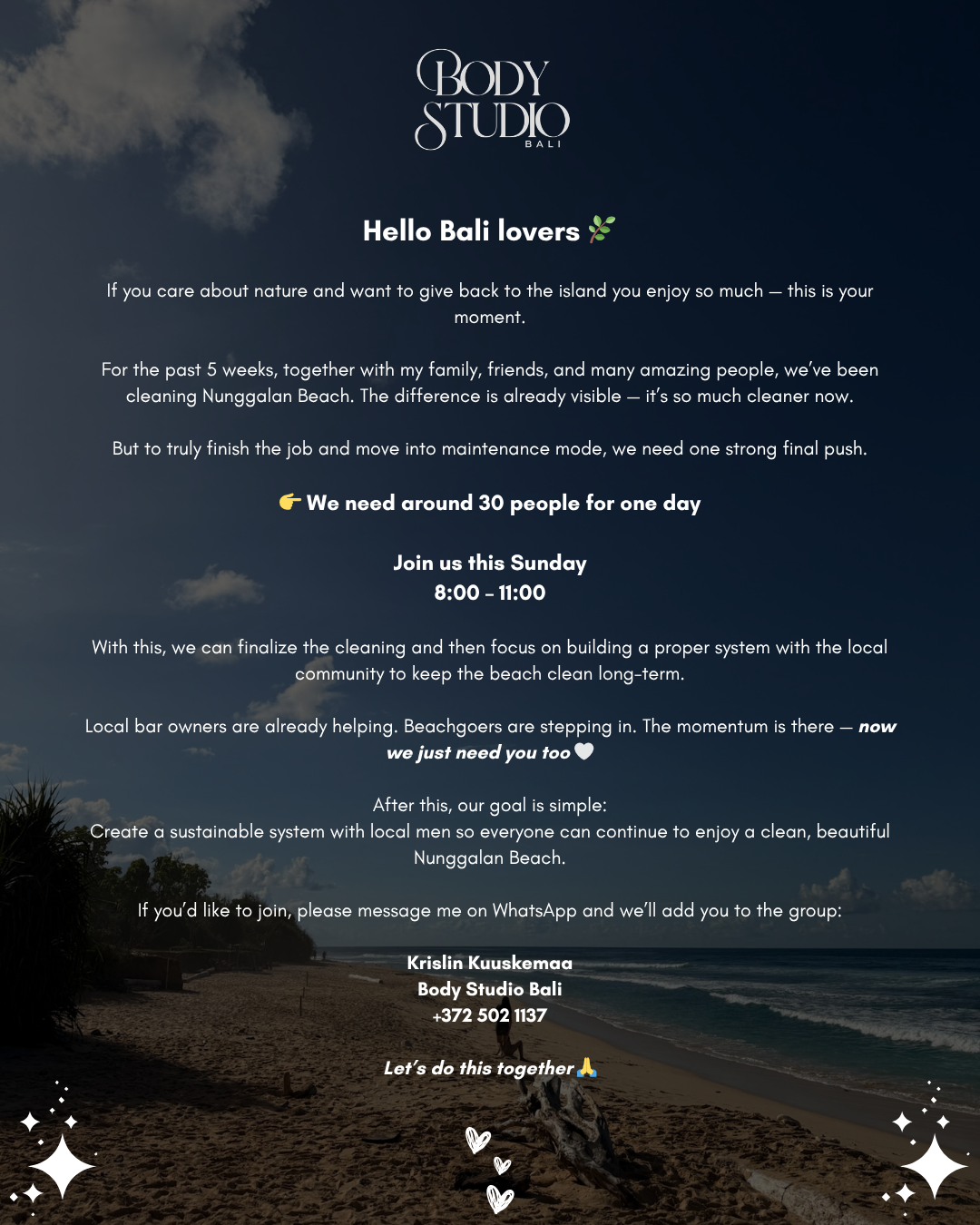 Join our weekly beach clean up