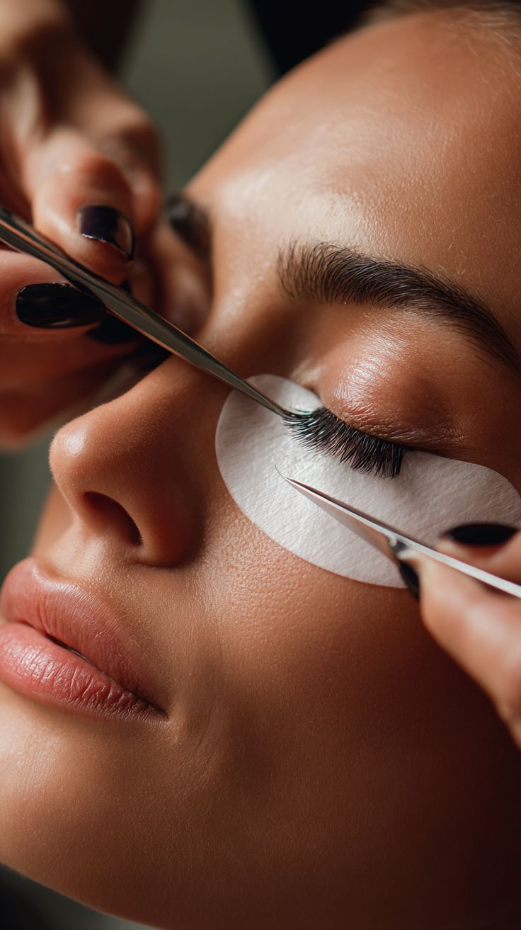 Defined eyelash extension treatment